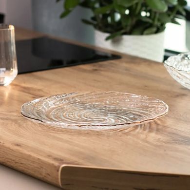 Тарелка десертная стеклянная с золотым ободком TS Kitchen HP4144 18см Прозрачный