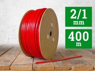Трос 1/2 мм в красной оплетке ПВХ 400 м.