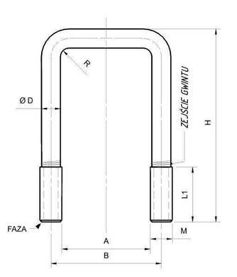 Хомут П-образный M10x49x92 мм, болт-скоба