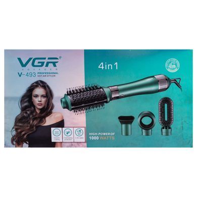 Фен-щетка для волос с 4 насадками Зеленый VGR HP-V-493