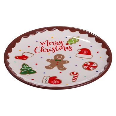 Новогодняя тарелка из фарфора Merry Christmas 21 см Yiwu CR-1-40