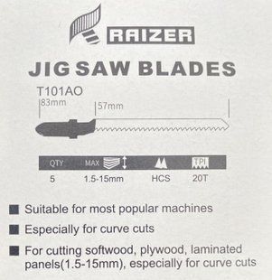 Полотно пильное для лобзика RAIZER T 101AO (5 шт.)