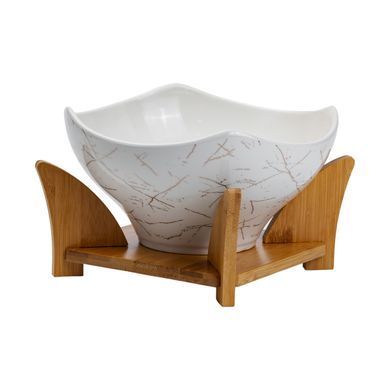 Салатница керамическая на подставке с ложкой и вилкой Yiwu HP1228 22х22х14см