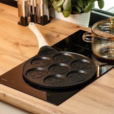 Сковорода алюмінієва для панкейків на 7 секцій кругла 26.5 см Чорний TS Kitchen HP39584B