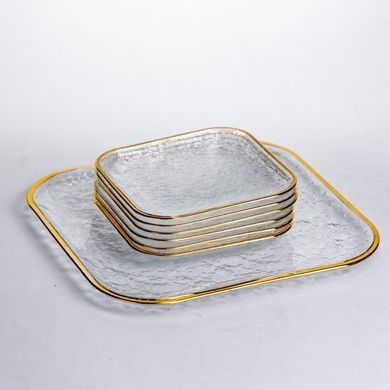 Набор тарелок Golden Prism 7 предметов с золотистой окантовкой Прозрачный Yiwu HP-34-84