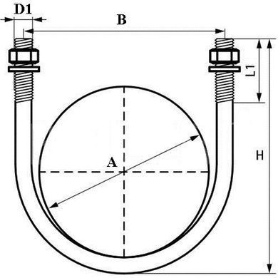 U-подібний хомут М10х102 мм, (3 1/2" дюйма) болт-скоба