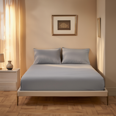 Комплект простирадло на резинці з наволочками трикотаж Сірий ТМ COLORFUL HOME 004-125-18-30-3-3